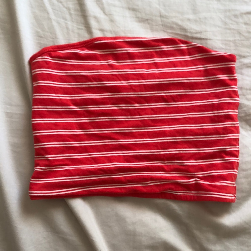 cute red and white tube top